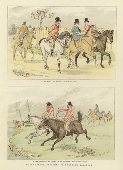 Equestrian Watercolour Sketches by Randolph Caldecott